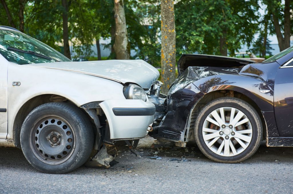 Two vehicle head-on accident