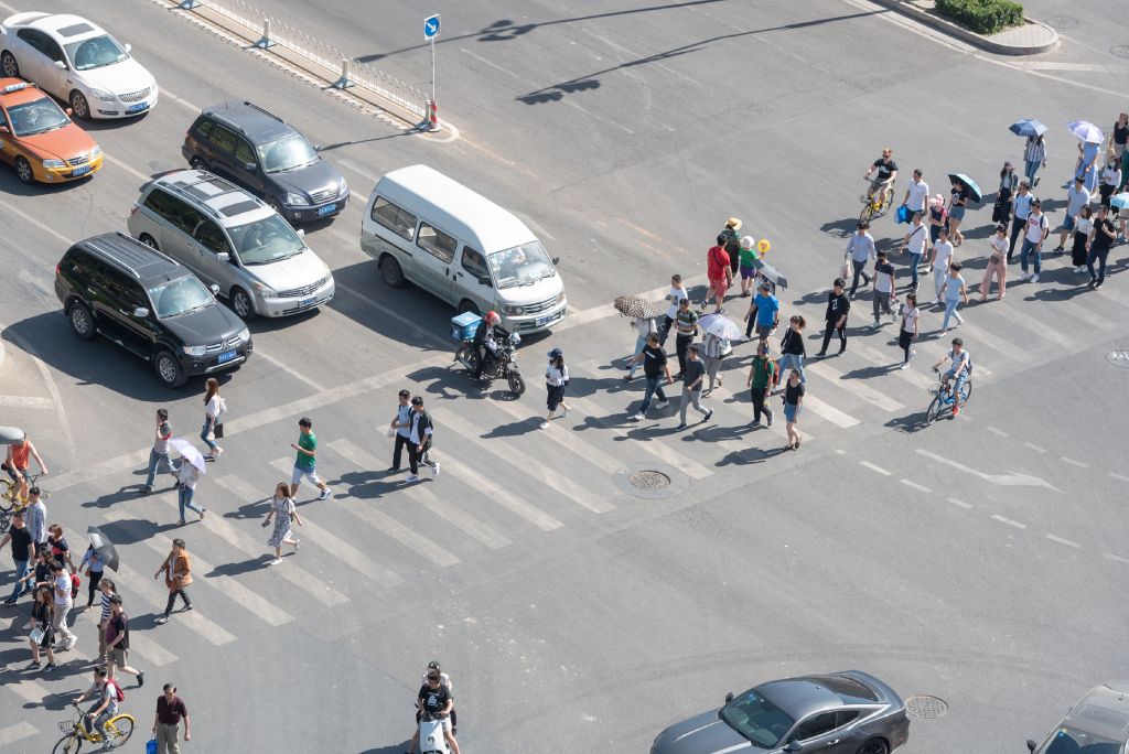 Slow traffic on the interstate highway Slow traffic on the interstate highway