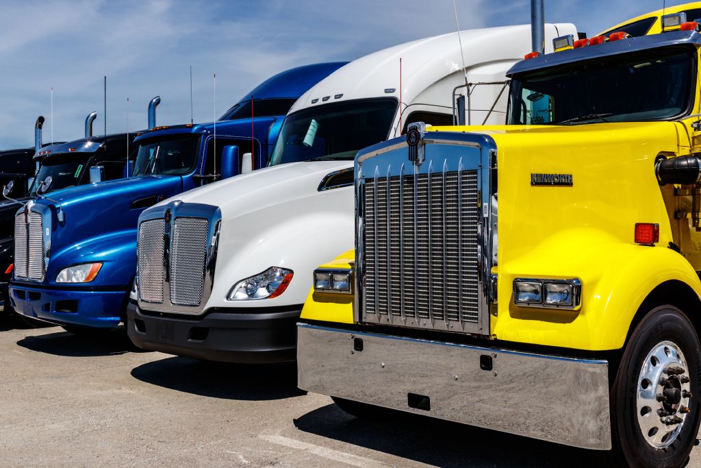 Standing at a truck stop gas station